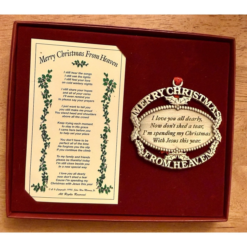 Merry Christmas From Heaven Pewter Ornament, Loved One Memorial Tree Decoration